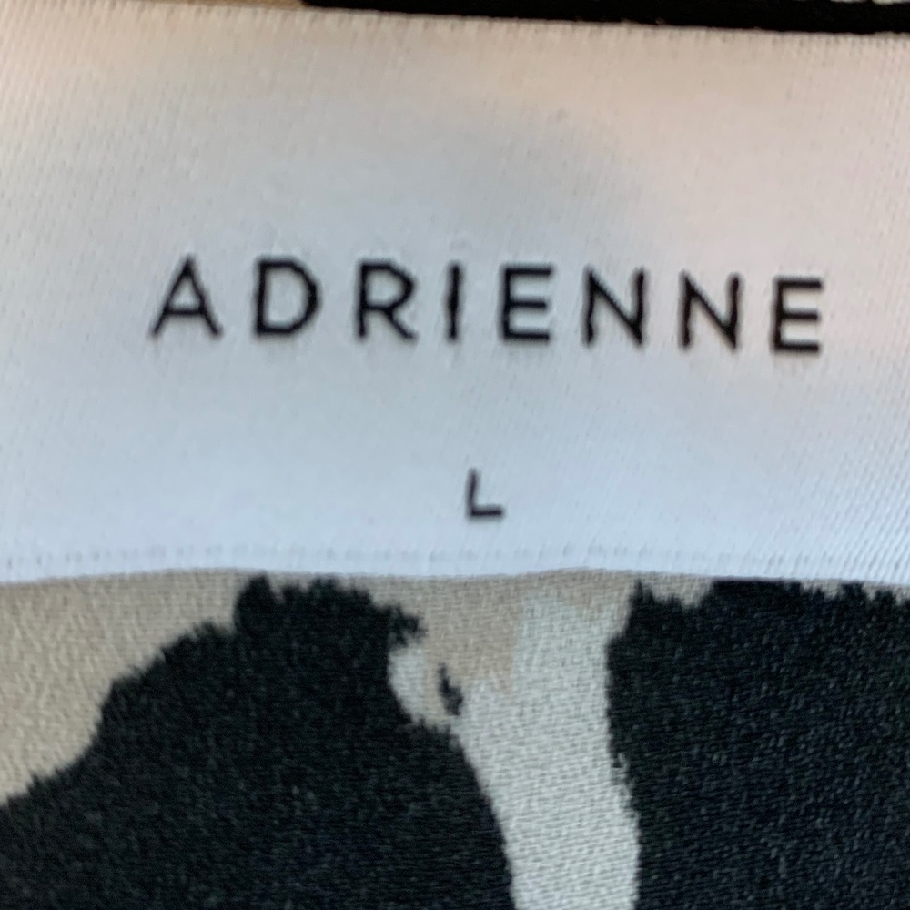 Adrienne Tan Black White Animal Print V-Neck Long Sleeve Career Top Blouse - Picture 9 of 10